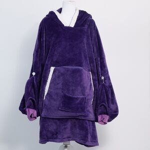 Yescool Wearable Fleece Blanket Hoodie & Hand Warmers Kangaroo Pocket Unisex